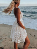 Lace V-Neck Stylish Backless Dress image 3