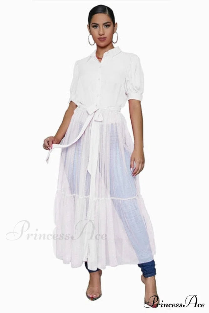 Ladies Long Solid Color Casual Dress image 2
