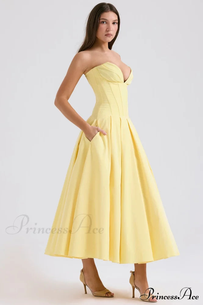Lady Black Stylish Strapless Midi Dress image 41
