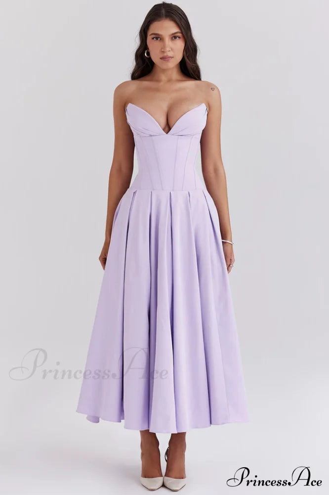 Lady Black Stylish Strapless Midi Dress image 33