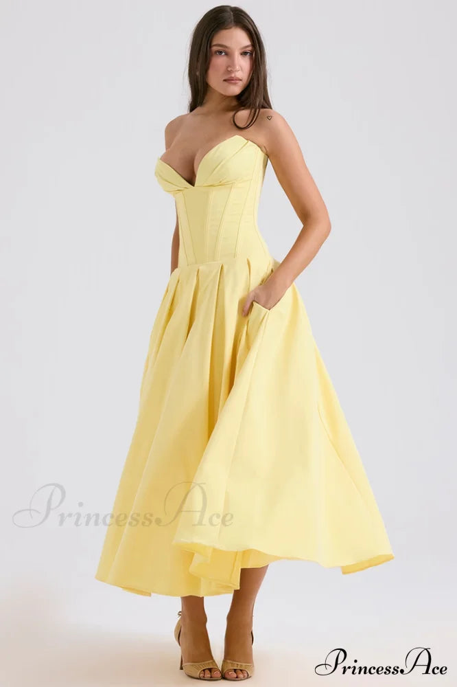 Lady Black Stylish Strapless Midi Dress image 40