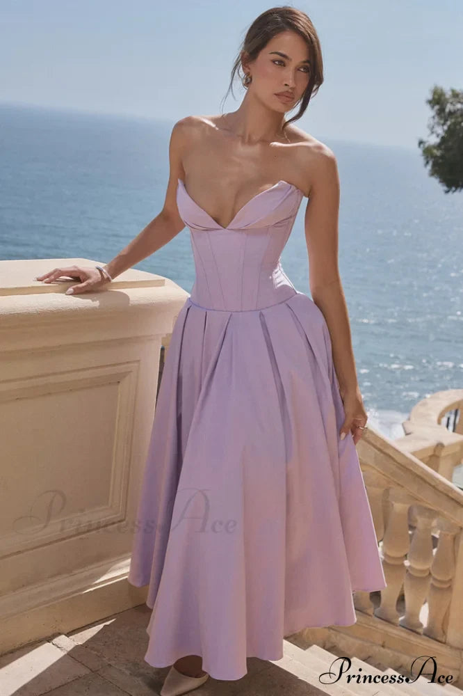 Lady Black Stylish Strapless Midi Dress image 32