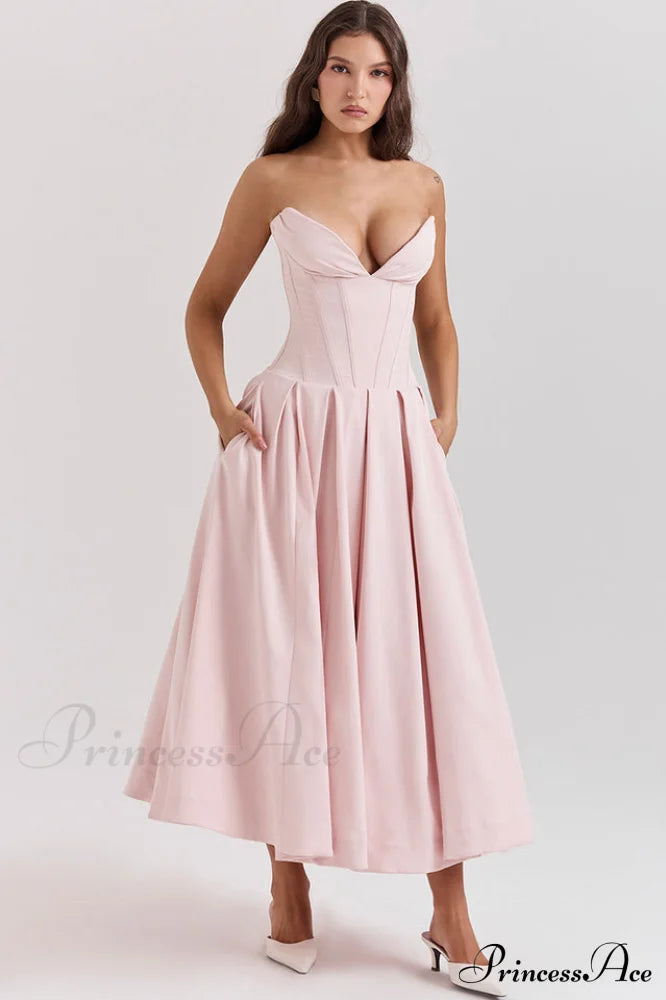 Lady Black Stylish Strapless Midi Dress image 19