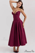 Lady Black Stylish Strapless Midi Dress image 28