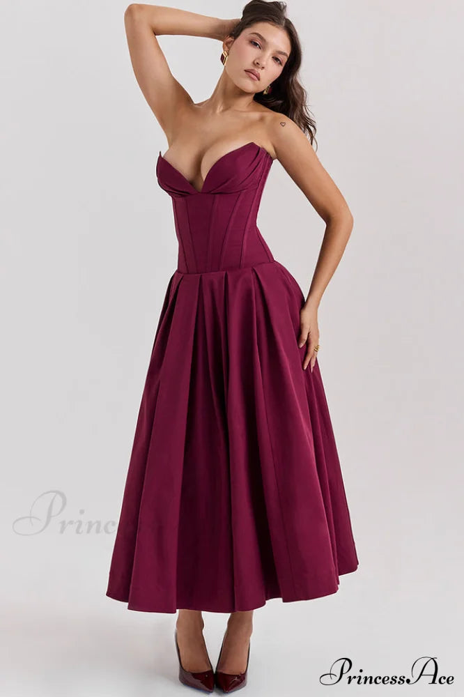 Lady Black Stylish Strapless Midi Dress image 28