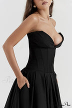 Lady Black Stylish Strapless Midi Dress image 6