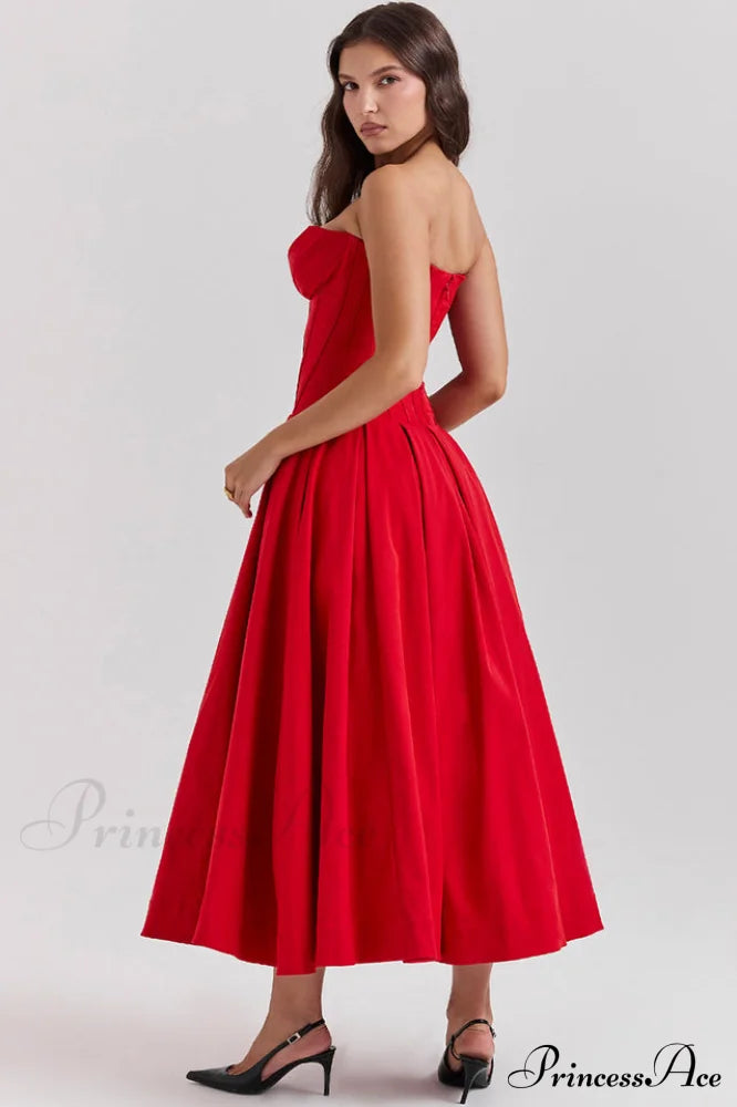 Lady Black Stylish Strapless Midi Dress image 26