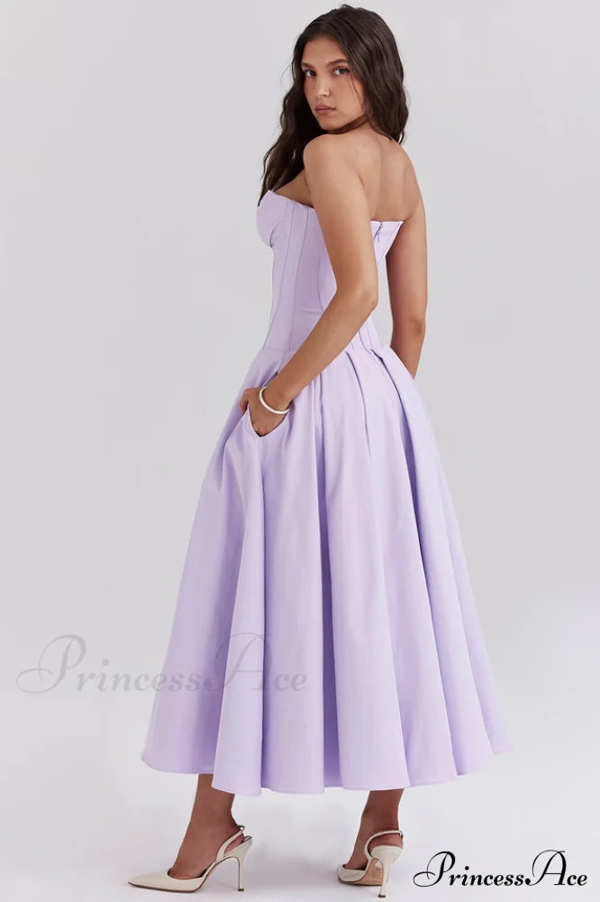 Lady Black Stylish Strapless Midi Dress image 35