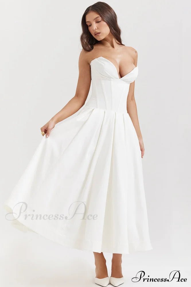 Lady Black Stylish Strapless Midi Dress image 12