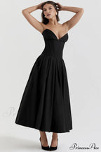 Lady Black Stylish Strapless Midi Dress image 3