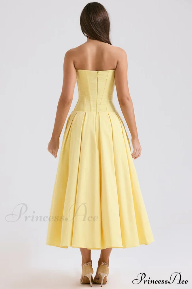 Lady Black Stylish Strapless Midi Dress image 43