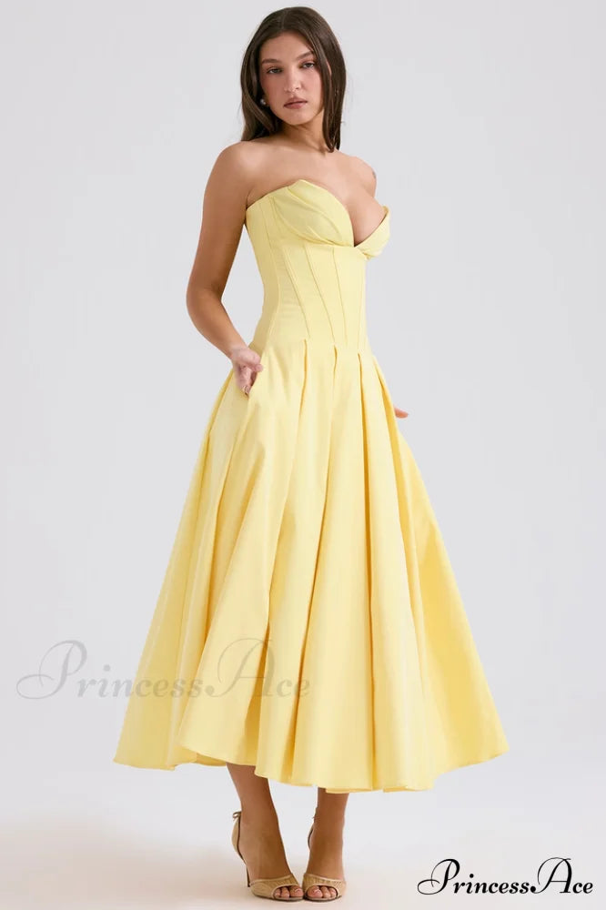 Lady Black Stylish Strapless Midi Dress image 39