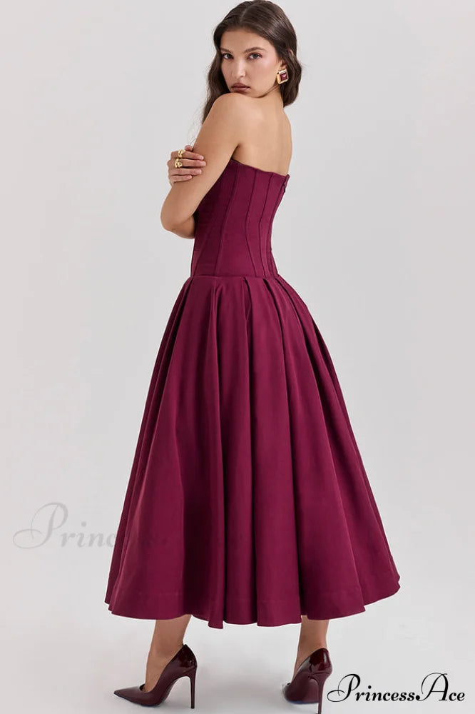 Lady Black Stylish Strapless Midi Dress image 30