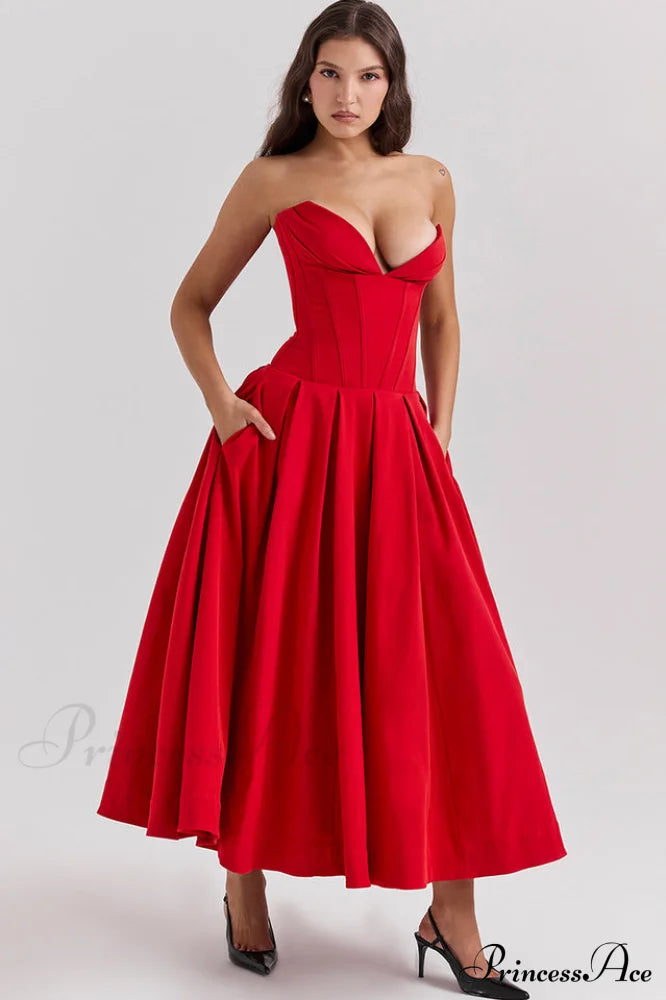 Lady Black Stylish Strapless Midi Dress image 25