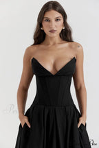 Lady Black Stylish Strapless Midi Dress image 5