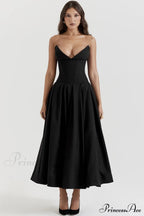 Lady Black Stylish Strapless Midi Dress image 1