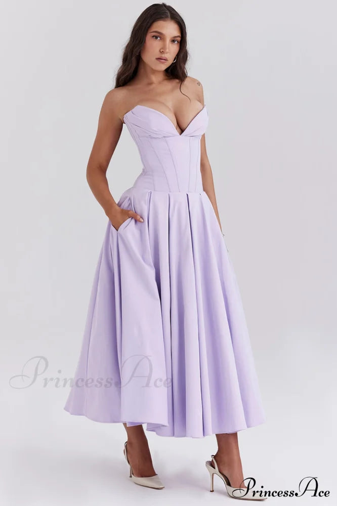 Lady Black Stylish Strapless Midi Dress image 34