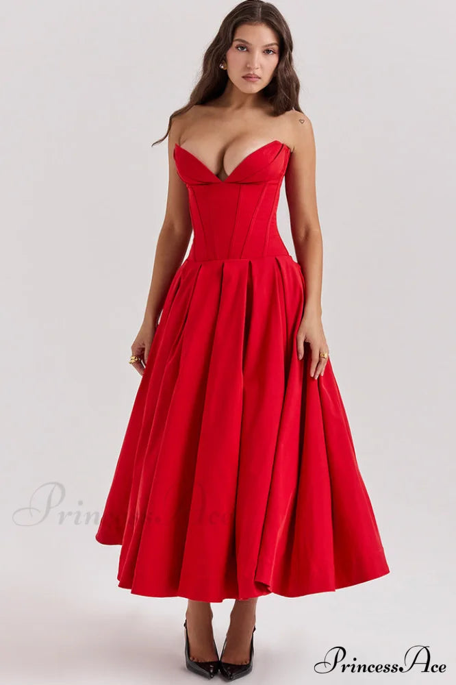 Lady Black Stylish Strapless Midi Dress image 23
