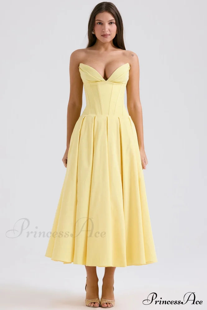 Lady Black Stylish Strapless Midi Dress image 38