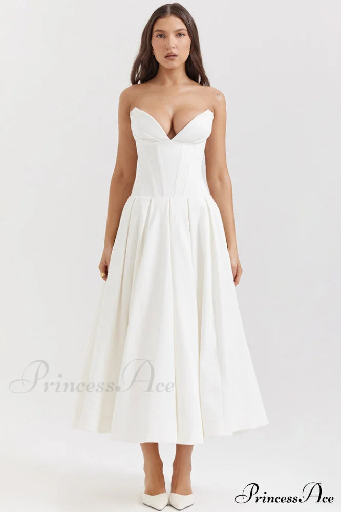Lady Black Stylish Strapless Midi Dress image 11