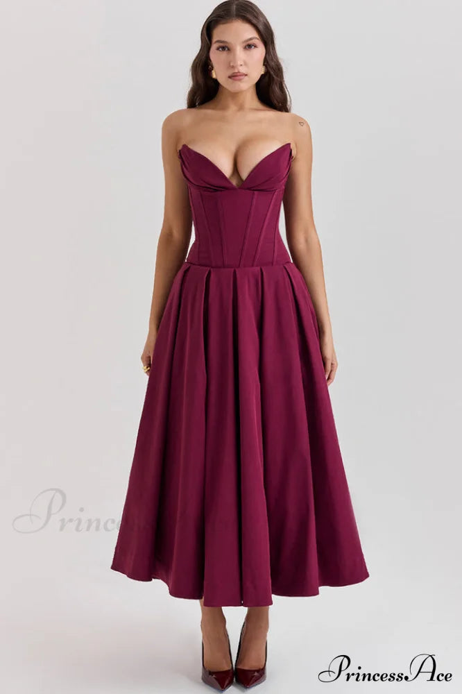 Lady Black Stylish Strapless Midi Dress image 27