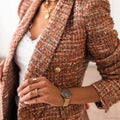 Lady Elegant Double-breasted Check Slim Long-sleeved Blazer image 2