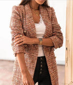 Lady Elegant Double-breasted Check Slim Long-sleeved Blazer image 8