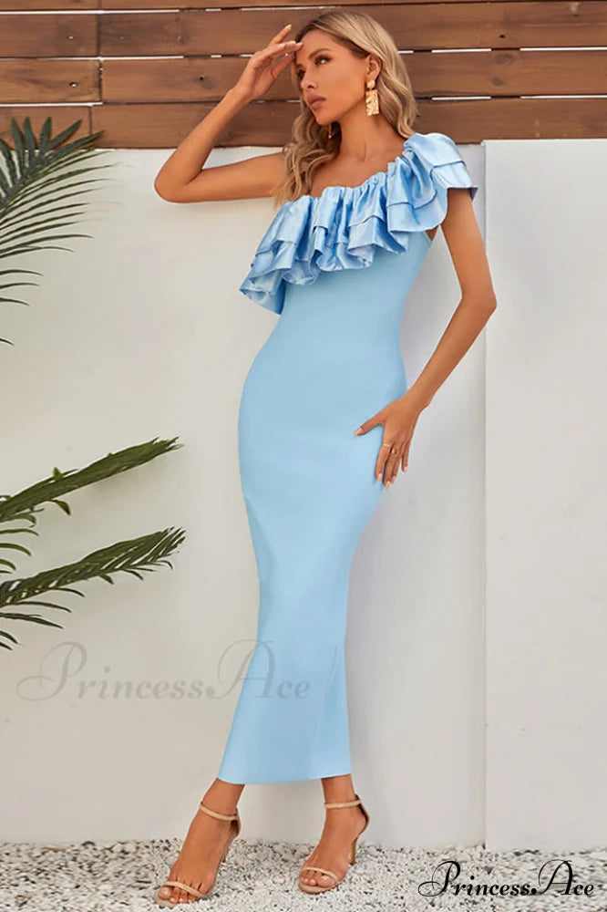 Lakelynn Ruffle Stylish Blue Maxi Dress image 4