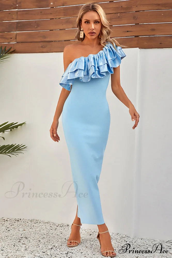 Lakelynn Ruffle Stylish Blue Maxi Dress image 3