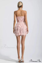 Lalia Pink Sequin Charming Feather Mini Dress image 13