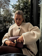 Lamb Wool Lapel Full Sleeve Overcoat image 2