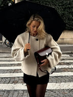 Lamb Wool Lapel Full Sleeve Overcoat image 1