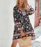 Lantern Sleeve Floral Boho Dress image 1