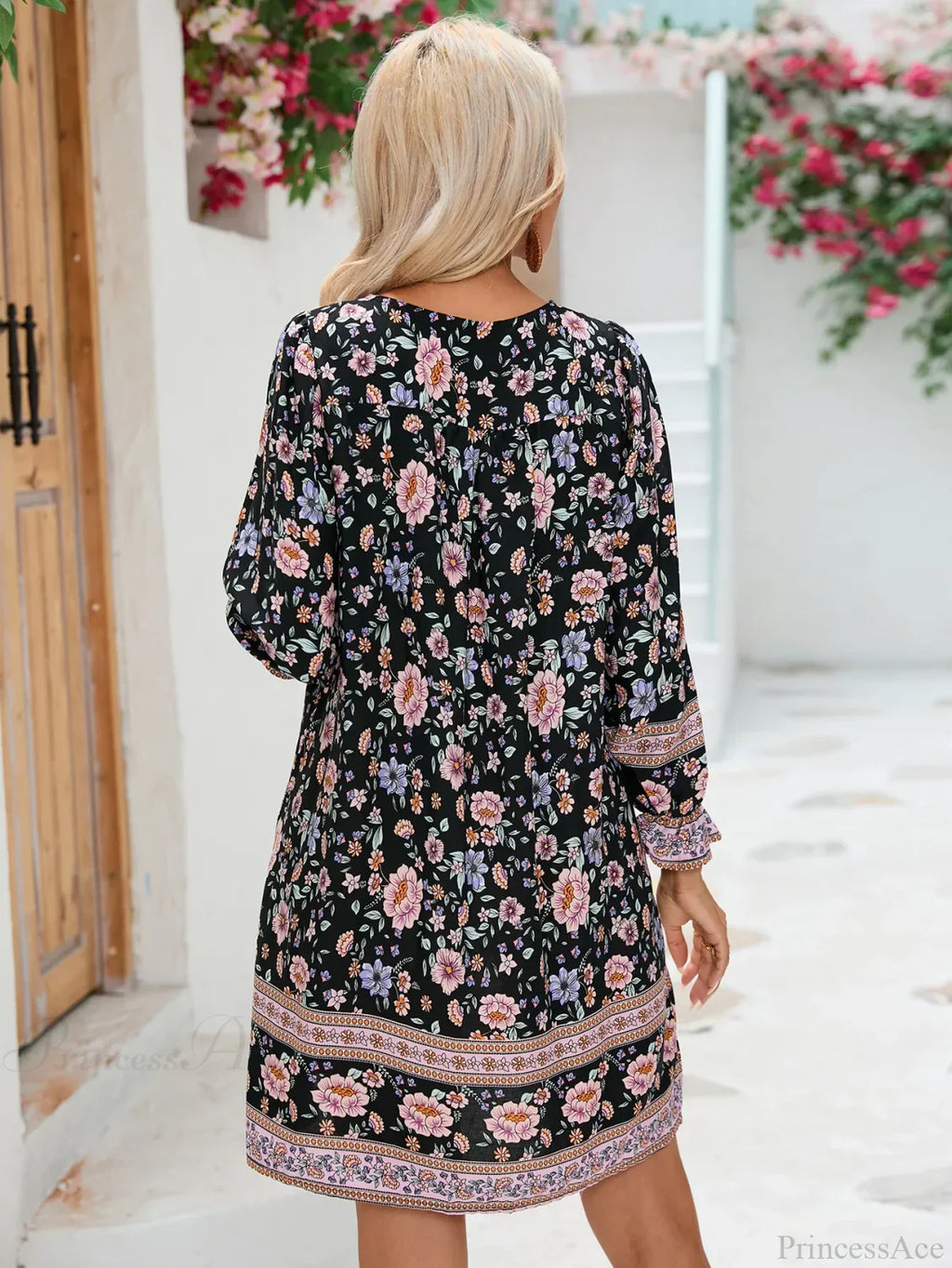 Lantern Sleeve Floral Boho Dress image 4