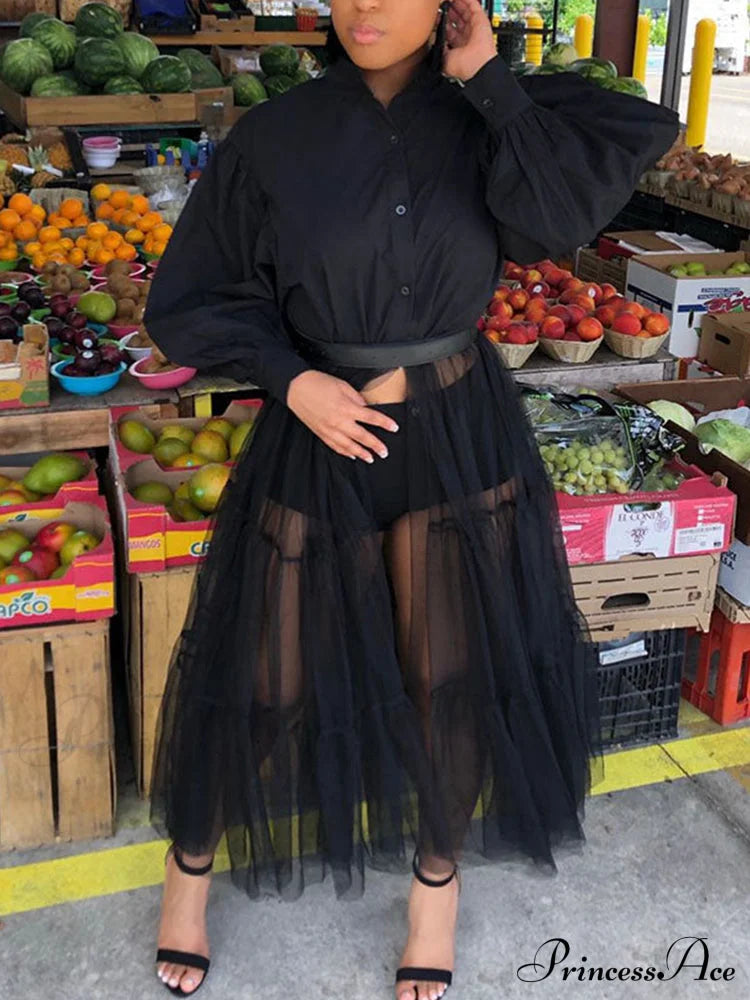 Lantern Sleeve Graceful Split Maxi Dress image 4