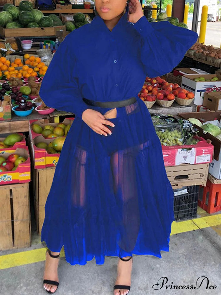 Lantern Sleeve Graceful Split Maxi Dress image 8
