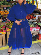 Lantern Sleeve Graceful Split Maxi Dress image 8