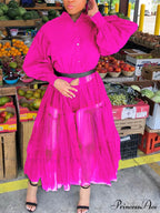 Lantern Sleeve Graceful Split Maxi Dress image 7
