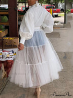 Lantern Sleeve Graceful Split Maxi Dress image 2