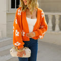 Lantern Sleeve Knitted Cropped Flower Cardigan image 5