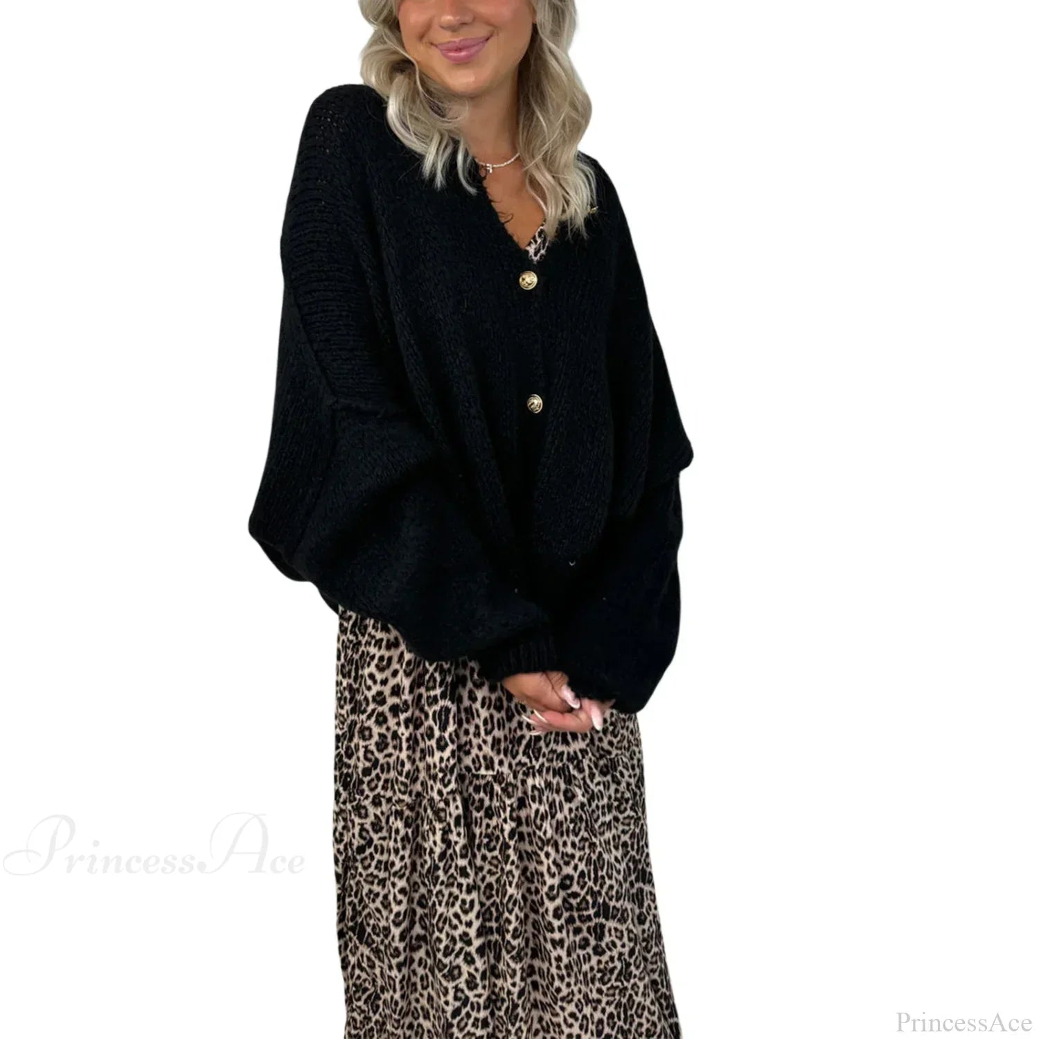 Lantern Sleeve Stand Collar Cardigan image 7