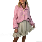 Lantern Sleeve Stand Collar Cardigan image 8