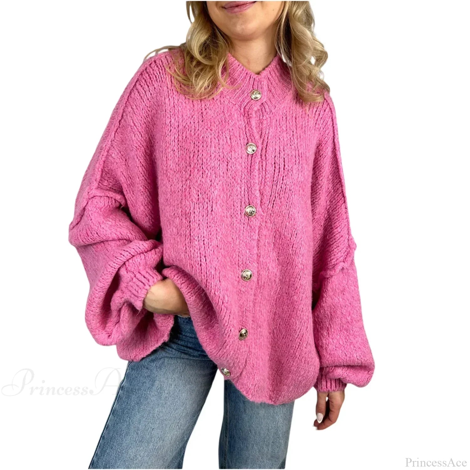 Lantern Sleeve Stand Collar Cardigan image 12