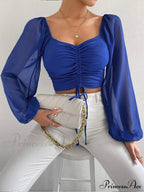 Lantern Sleeve V-Neck Fashion Blouses image 1