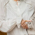 Lantern Sleeve White Lace Party Cotton Boho Blouse image 5