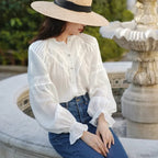 Lantern Sleeve White Lace Party Cotton Boho Blouse image 4