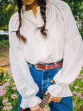 Lantern Sleeve White Lace Party Cotton Boho Blouse image 6