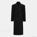 Lapel Woolen Double-Breasted Shoulder Pad Overcoat image 4