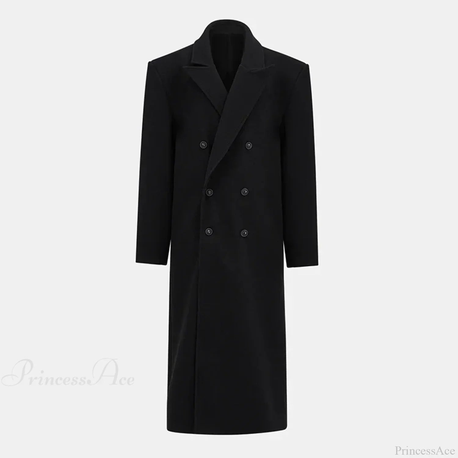 Lapel Woolen Double-Breasted Shoulder Pad Overcoat image 4