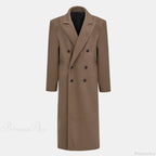 Lapel Woolen Double-Breasted Shoulder Pad Overcoat image 5